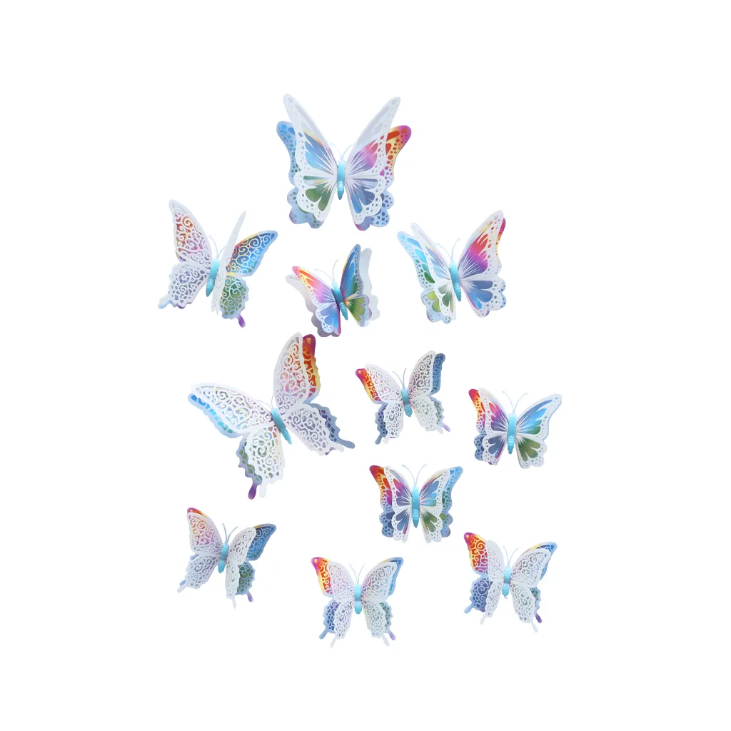 Wonderful 3d Butterfly Luminous Wall Stickers 2 layers Home Decoration Diy 12pcs Butterfly Wall decals