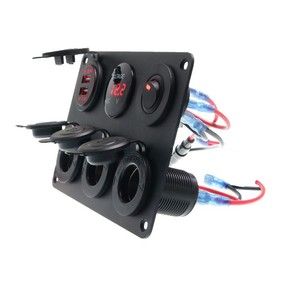 Dual <b>Usb</b> Car <b>Socket</b> Voltmeter 12V Cigarette Lighter 6 Hole Rocker Switch Panel With Digital Display For Vehicle <b>Power</b> - Product Image 3