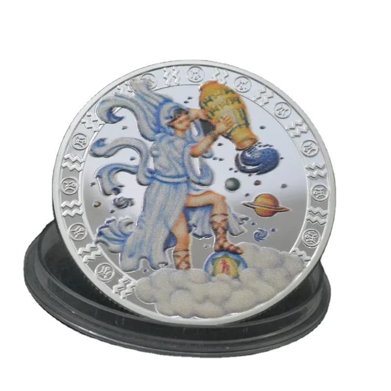 Moneda de plata de 12 Constelaciones, Aries, Taurus, Gemini, cáncer, Leo, Virgo, Libra, escorpio, sagitario, monedas de plata antigua