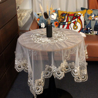 Nappe Moderne Faite à la Main Broderie Soluble à l'Eau Dentelle Organza Semi-Transparente Chemin de Table en Gaze Anti-Huile pour Fêtes d'Anniversaire