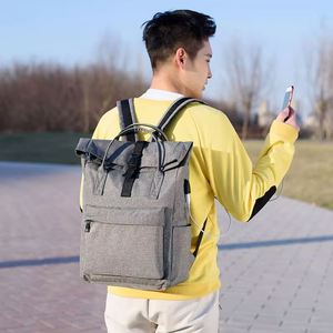 BSCI Factory Custom logo High Quality <b>Roll</b> <b>Top</b> Sport Back Pack nylon Mochilas Daily Laptop <b>Backpack</b> with USB Port - Product Image 6