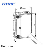 Commutateur de Photo de série carrée gtrique 10-30VDC capteur photoélectrique laser à réflexion diffuse NPN PNP à 3 fils