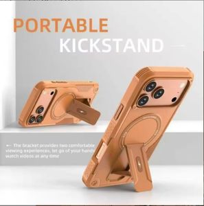 Funda de teléfono magnética de carga inalámbrica resistente a prueba de golpes para <span class=keywords><strong>iPhone</strong></span> 16 15 14 modelos <span class=keywords><strong>Pro</strong></span> <span class=keywords><strong>Max</strong></span> con función de soporte plegable - Product Image 1