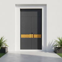 Puerta de Entrada Comercial de Aluminio Fundido Minimalista de Lujo, Puerta de Seguridad Tallada con Precisión para Villa, Personalizada, Antirrobo, para Exteriores 5