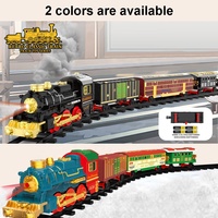 Ensemble de train électrique pour enfants, train à vapeur avec effets de fumée, locomotive à vapeur simulée, kit de chemin de fer avec lumières et sons