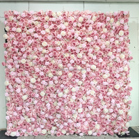 Décor mural floral pour scène de mariage NI, toile de fond de haute qualité, rideau mural de fleurs roses, tapis enroulable en tissu de soie, mur de fleurs