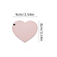 Miroir de maquillage miniature en cuir PU en forme de cœur, portable, rotatif, miroir de poche compact de luxe pour accessoire de voyage