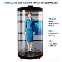 INM INM-QXC70 Ventilador LED con Pantalla Holográfica 3D, Caja de Luz Publicitaria de Doble Cara, Montaje en Pared, OEM para Uso en Interiores en Tiendas y Educación