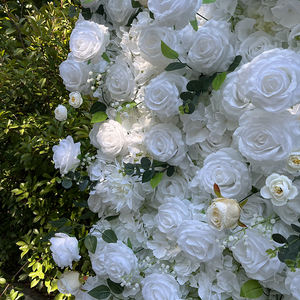 مسرح الزفاف 8 قدم × 8 قدم زهور صناعية وردة بيضاء خلفية جدار زهرة نشمر ديكورات خلفية الأحداث للتصوير الفوتوغرافي - Product Image 5