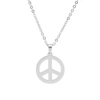 Collier Pendentif Signe de Paix en Acier Inoxydable Anti-ternissement, Chaîne de Cou Symbole de Paix Vintage, Accessoires Tendance Unisexe pour Superposition 1133