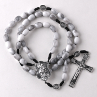 Chapelet en perles pour homme, collier Long avec croix, chapelet chrétien, Saint-Michael, 8x11mm