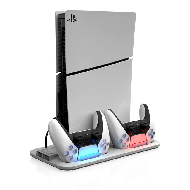 RGB PS5 Slim Charging Dock Dual Controller Charging Station Auto Cooling Fan Fast Charging Station