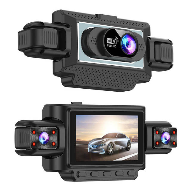 Triple Lens Car Dash Camera 1080P with Night Vision WiFi Motion Detection Loop Recording 170 View Dash Cam