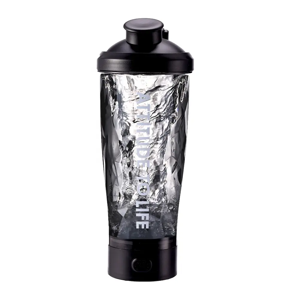 Tritan black gym portable electric mixer plastic shaker water bottle shaker protein mixing cup