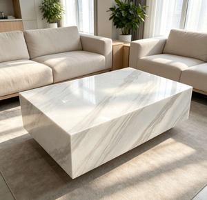 Mesa de Centro Moderna de Mármol Blanco Volakas Jazz, Bloque Cúbico, Pedestal de Piedra Natural, Soporte de Exhibición, Tamaño Personalizado, Decoración para el Hogar - Product Image 5