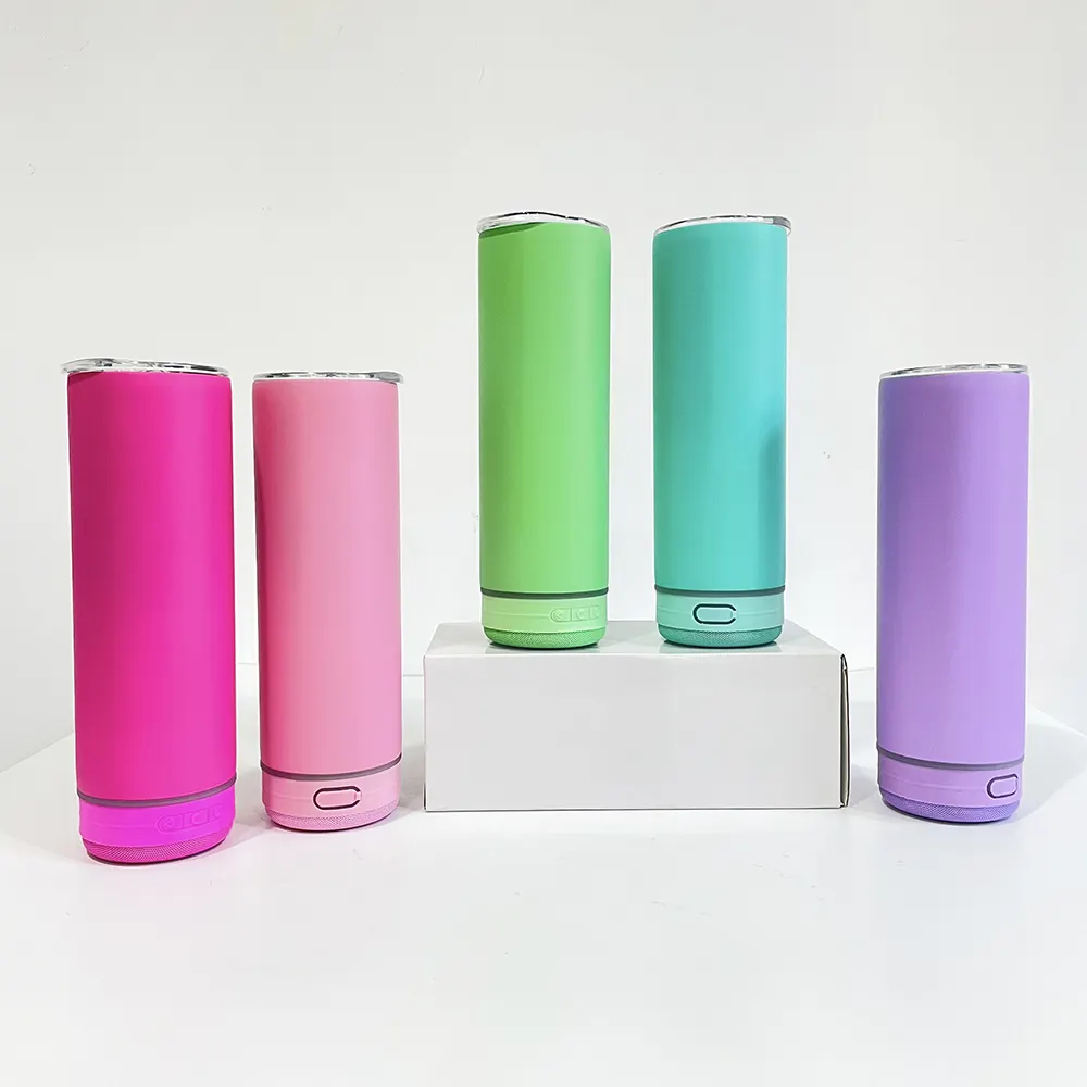 USA Warehouse 20oz Usb Charging Speaker Tumbler Water Proof Matte Colorful Sublimation Water Bottle Speaker Music Cup Tumbler