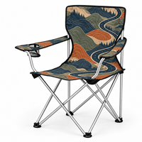 Chaise d'extérieur pliable en gros avec accoudoir unique, porte-gobelet et logo et motif personnalisés pour les voyages en camping-car