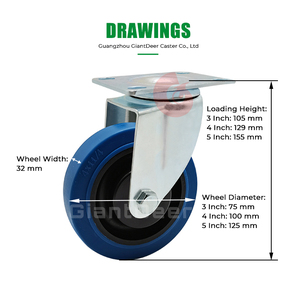 Kunden spezifische mittelschwere 75mm 100mm 125mm Metallplatte schwenkbare blaue Tpr-Lenkräder - Product Image 2