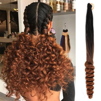 Extensions de cheveux à tresser pré-étirées en fibre haute température, 22 pouces, 150g, boucles spirales françaises douces, double trame, pour machine
