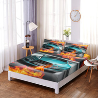 Matelas de chambre à coucher adulte en polyester 3D Sports Car Competition Digital Print Drap-housse