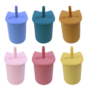 แก้วซิลิโคนสำหรับเด็กหัดเดิน,แก้วแบบไม่มี Bpa ใช้ซ้ำได้พร้อมหลอด - Product Image 3