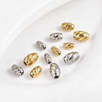 Perles intercalaires ovales en acier inoxydable doré brillant découpées au laser, à trou traversant, de 3/4/5 mm, pour la fabrication de bijoux DIY (bracelets, colliers)