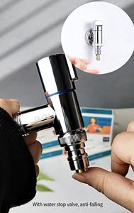 Robinet universel moderne en acier inoxydable pour <span class=keywords><strong>lave</strong></span>-<span class=keywords><strong>linge</strong></span>, arrêt automatique <span class=keywords><strong>de</strong></span> l'eau, vanne d'angle compacte pour machine à laver, salle <span class=keywords><strong>de</strong></span> bain, baignoire - Product Image 2