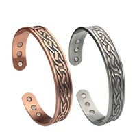 Bracelet magnétique ajustable en chaîne à maillons ouverts, style punk, unisexe, électroplaqué, incrusté, de luxe, polyvalent, pour la santé