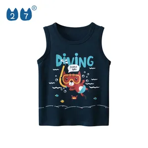 Groothandel Geschikt Tank Top Casual 100% Katoen Cartoon Kinderen Jongens Tanktop