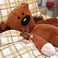 Oreiller en peluche ours en peluche super doux en coton PP, coussin de dossier pour tête de lit de dortoir, anti-stress, personnalisable pour étudiant