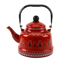 Bouilloire en émail vintage en forme de cloche, motif floral rétro, pour cuisinière à induction et à gaz, utilisation en camping