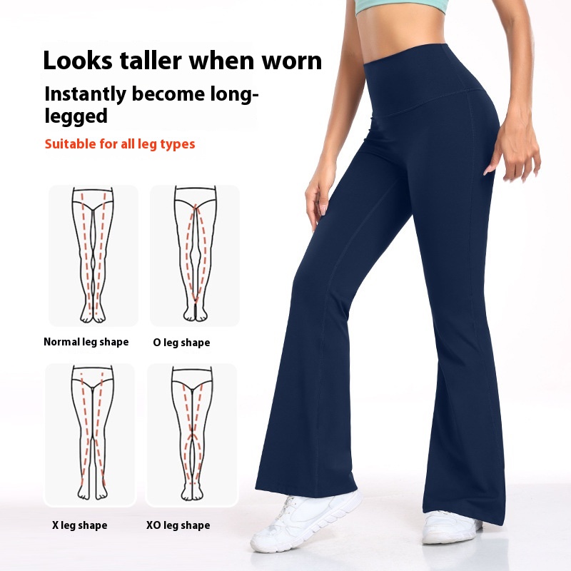 Women's High-Waisted Solid Tummy Control Yoga Flared Pants Eco-Friendly Breathable Full-Length Stretch Leggings