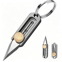 Pisau Lipat Titanium Kecil Grosir, Pemotong Kotak Mini, Pisau Utilitas EDC, Gantungan Kunci Keren, Hadiah untuk Pria