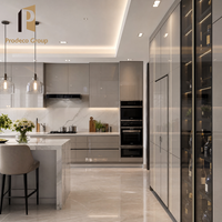 Meubles de cuisine en PVC finition ultra brillante, matériau imperméable, pour projets de construction de maisons jumelées