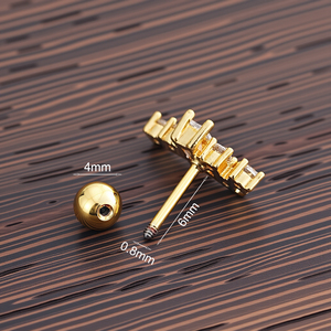 Piercing de lèvre tendance en acier inoxydable doré avec zircon, anneau labret 20G, cadeau, tragus, hélix, divers clous d'oreille pour cartilage, punk - Product Image 5