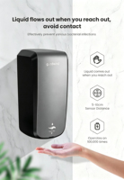 Distributeur automatique de savon sans contact 3-en-1 en aluminium mural, 1000 ml, pour gel moussant et spray, autonomie de 100 000 utilisations sur batterie
