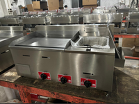 Grill et friteuse à gaz commerciaux combinés, crêpes, hamburgers, aliments frits, plaque antiadhésive en acier inoxydable avec friteuse