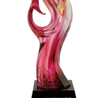 Trophée en verre de jade Liuli en forme de phénix - Technique de sablage de couleur personnalisée - Écologique