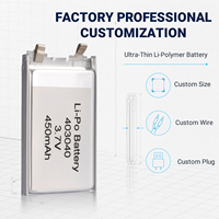 Batterie LiPo 3,7 V 450 mAh 1,67 Wh, pack de batteries 3,7 V avec BMS pour appareils portables, appareils IoT, fabrication sur mesure OEM ODM