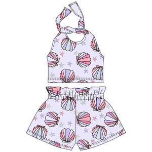 Nuovo Stile Estivo Set da Spiaggia per <span class=keywords><strong>Bambina</strong></span> in Due Pezzi, Top con Bretelle e Pantaloncini Stampati Personalizzati, Completo per Bambine - Product Image 5