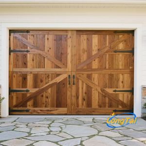 Cửa nhà để xe bằng gỗ rắn dài với chèn kính-Khung gỗ sồi, cửa sổ trang trí, tấm cách nhiệt, hiện đại-Nhìn mộc mạc - Product Image 5