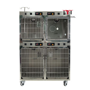 MT tıbbi büyük köpek paslanmaz çelik köpek tekerlekler ile çift kapı açık Pet mağaza ekran kafesleri Pet oksijen kafes - Product Image 1