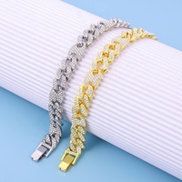 Bricolage glacé bijoux pour hommes alliage et bling strass Hip Hop 13mm largeur épissé Miami chaîne Bracelet