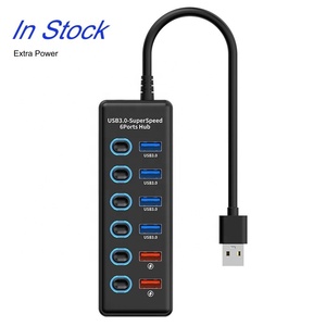 사용자 정의 로고 6 in 1 도킹 USB 12V Otg 전원 스위칭 포트 Usb3.0 4 Por 허브 (전원 공급 장치 어댑터 포함) - Product Image 1