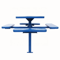 Piédestal en acier perforé commercial d'extérieur table de pique-nique avec banc extérieur restaurant jardin patio table à manger en métal chaise