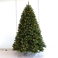 Sapin de Noël artificiel floqué et givré, pré-éclairé avec lumières LED blanc chaud/jaune, base métallique, pour décoration intérieure et festive