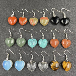 Con piedra de ojo de tigre Moda simple HZ Niñas Vendedores ambulantes Accesorios Material de piedras preciosas Estilo coreano Pendientes de corazón de cristal - Product Image 5