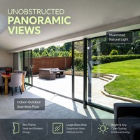 Puerta Corredera de Patio con Marco de Aluminio y Doble Acristalamiento Low-E, Puerta de Vidrio Elevable y Deslizante para Piscina, Ventana de Seguridad Insonorizada para Casa o Villa