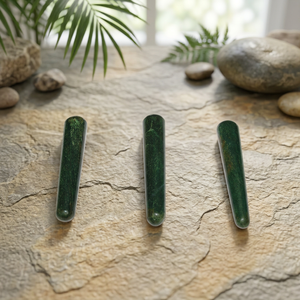 Baguettes de massage pendule en aventurine verte polie en forme de crayon, artisanat de guérison Feng Shui - Product Image 3