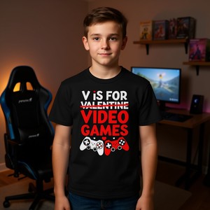 Camiseta para chicos gamers con la letra V de Videojuegos para el Día de San Valentín, ropa promocional NS - Product Image 3